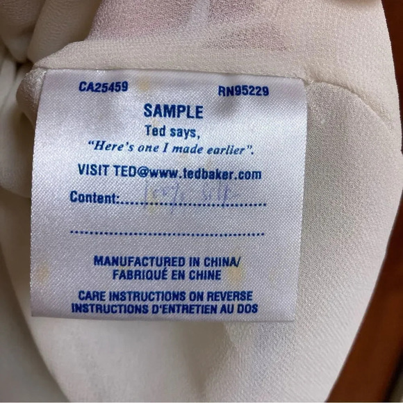 TED BAKER Sample Blue and White Silk Dress Size 2 US Size 6 - Picture 11 of 12